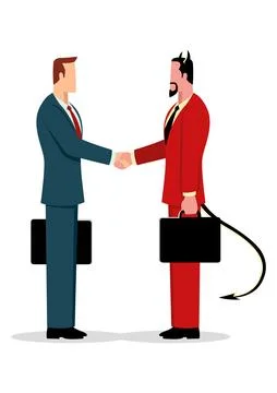 Businessman making a deal with the devil Stock Illustration