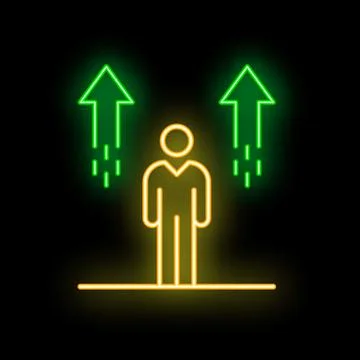 Businessman making decision choosing between two career paths neon sign Stock Illustration