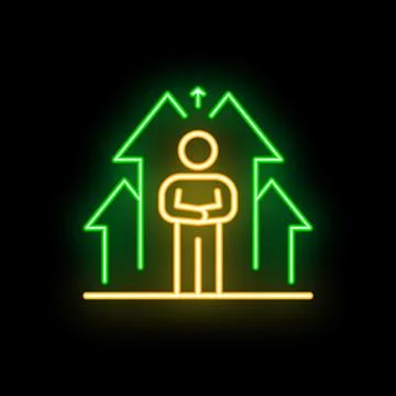 Businessman making decision choosing right way neon icon Stock Illustration