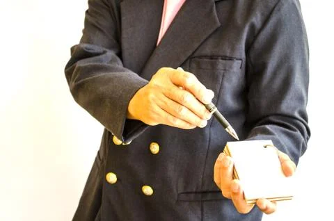 Businessman making notes on the paper Stock Photos