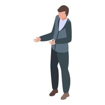Businessman making a point during a presentation isometric illustration Stock Illustration