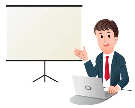Businessman making presentation with blank screen Stock Illustration