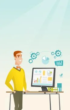 Businessman making presentation on computer Stock Illustration