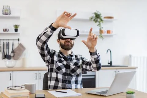 Businessman making presentation using new gadget during remote working. 스톡 사진