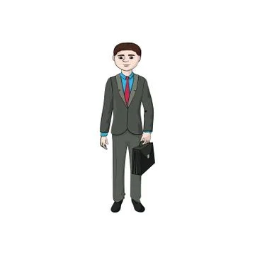 Businessman (man, boy) with a briefcase. Vector Stock Illustration