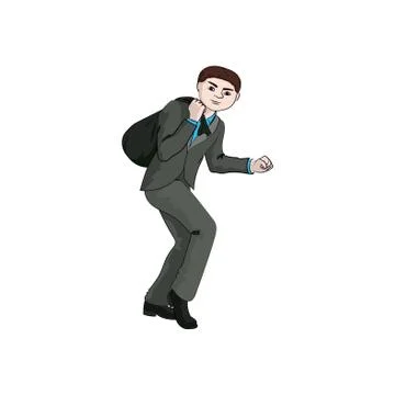 Businessman (man, boy) with a sack. Vector Stock Illustration