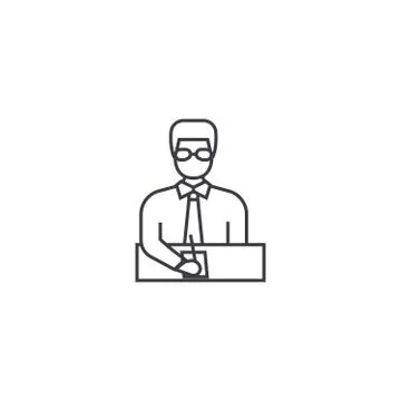 Businessman manager vector line icon, sign, illustration on background, editable Stock Illustration