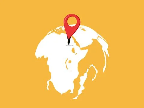 Businessman marked the location on the map. Stock Illustration