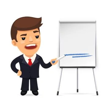 Businessman With Marker in Front of the Flipchart Stock Illustration