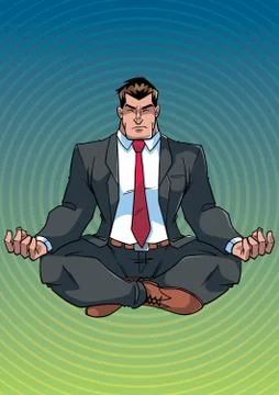 Businessman Meditating with Background Иллюстрация