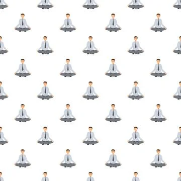 Businessman meditating seamless pattern for work life balance Stock Illustration