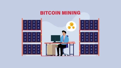 Businessman miner mining Bitcoin with network of computers cartoon animation Stock Footage 276154676