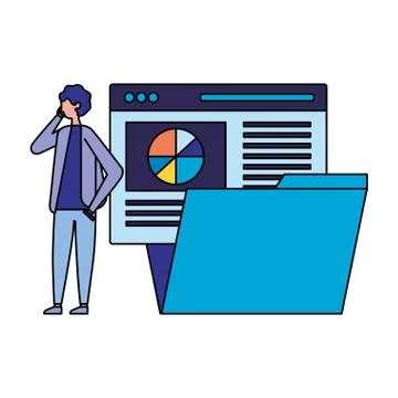 Businessman with mobile folder report document Stock Illustration