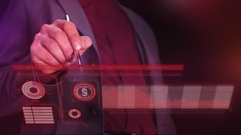 A Businessman Monitors The Fall Of Dollar Quotes On A Virtual Panel 4K Stock Footage 327963045