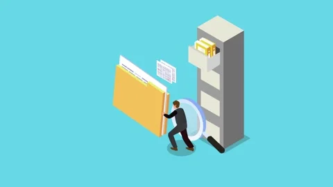 Businessman moving folder to digital storage Stock Footage 250230660