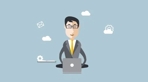 Businessman with multitasking and multi skill. Animated Stock Footage 59316748