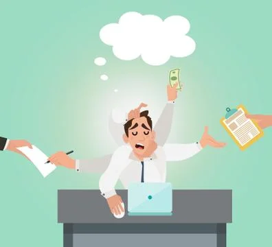 Businessman with multitasking and multi skill vector Stock Illustration