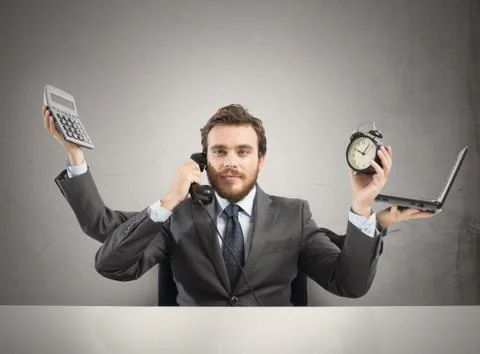 Businessman multitasking Stock Photos