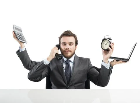 Businessman multitasking Stock Photos