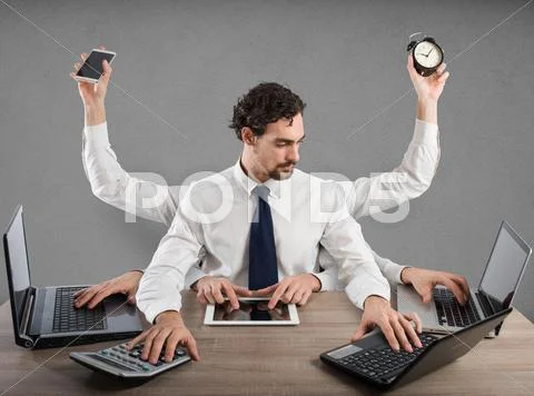 Businessman multitasking Stock Photos