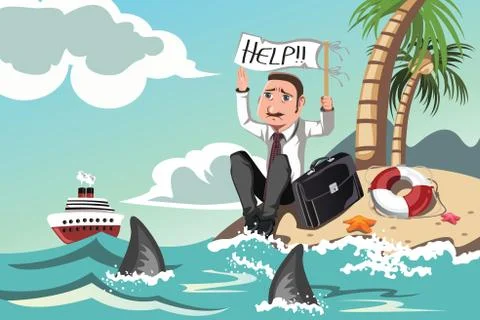 Businessman needs help Illustrazione stock
