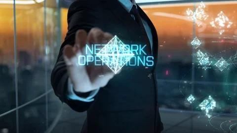 Businessman with Network Operations hologram concept Stock Footage