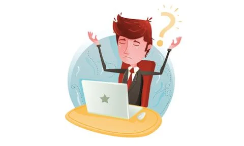 Businessman no idea on computer Illustrazione stock