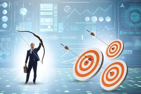 Businessman in objective setting concept Photos