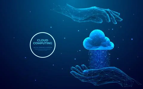 Businessman offering cloud computing service. Cloud computing system Illustrazione stock