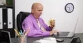 Businessman Office Busy Man Eating Fresh Banana Working Laptop Lunch Break Food 4k or 4k+ Resolution