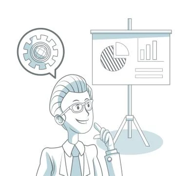 Businessman with office elements Stock Illustration