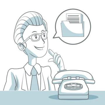 Businessman with office elements 库存插图