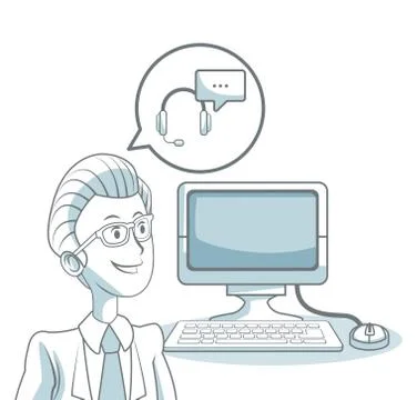 Businessman with office elements Stock Illustration