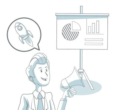 Businessman with office elements Stock Illustration