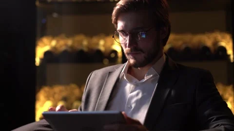 Businessman office worker using digital tablet with internet for online working Stock Footage 143911962