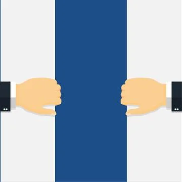 Businessman open door-Vector Flat Design Stock Illustration