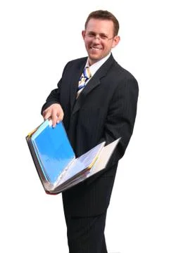 Businessman with open folder Stock Photos