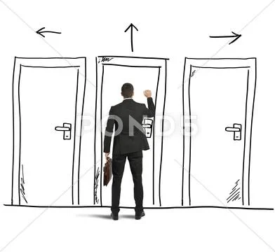 Businessman opens a door Stock Photos