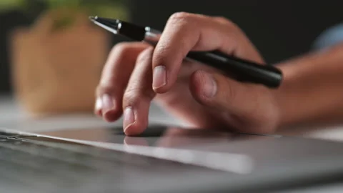 Businessman operates on the table being checking data office desk background Stock Footage 160974860