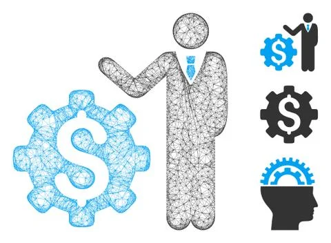 Businessman Options Polygonal Web Vector Mesh Illustration Stock Illustration