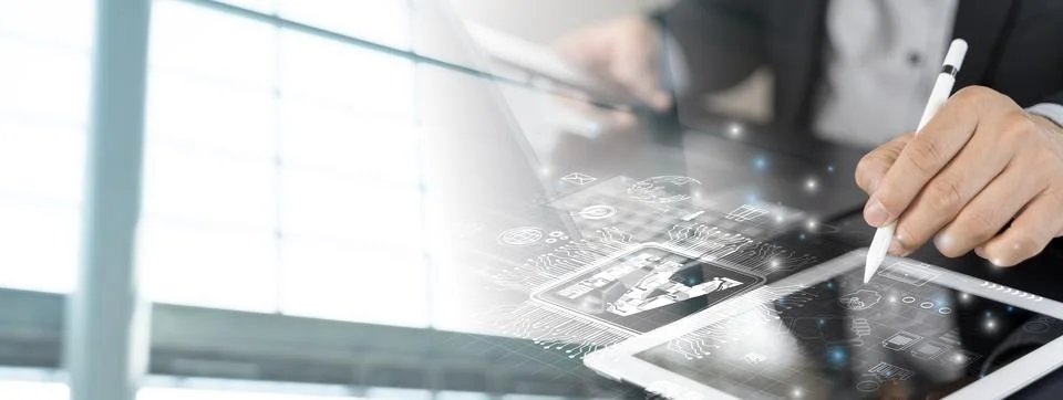 Businessman or freelancer using computer laptop working remote in concept o.. 스톡 사진