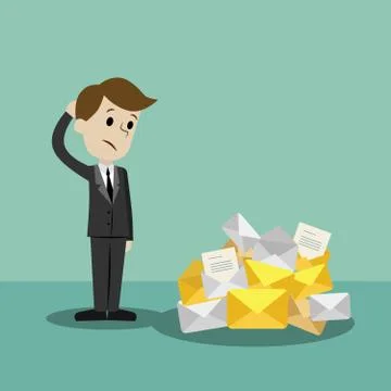 Businessman or manager finding himself going to be busy. A lot of emails Stock Illustration