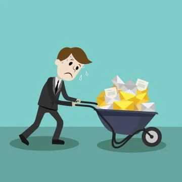 Businessman or manager finding himself going to be busy. A lot of emails Stock Illustration
