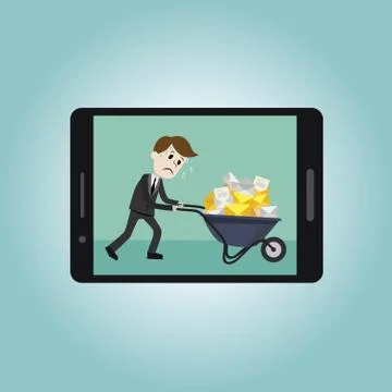 Businessman or manager finding himself going to be busy. A lot of emails Stock Illustration