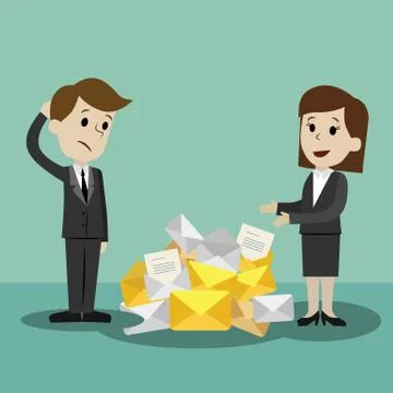 Businessman or manager finding himself going to be busy and colleague helps him Stock Illustration