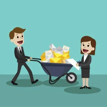 Businessman or manager finding himself going to be busy and colleague helps him Stock Illustration