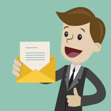 Businessman or manager has a lot of emails. He found the one. Job is finished Stock Illustration