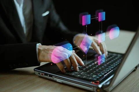 Businessman or programmer process Workflows and Flowcharts background. Busine Stock Photos