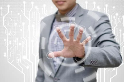 Businessman order to block for protect the data Stock Illustration
