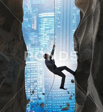 Businessman overcoming challenges in business concept Stock Photos